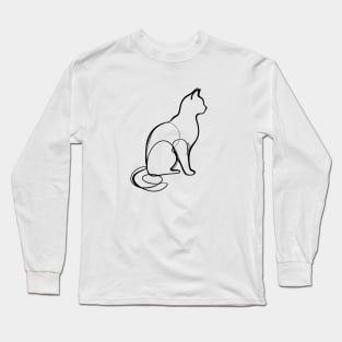 cat one line art Long Sleeve T-Shirt